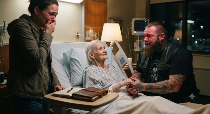 Meine 81-jährige Mutter stellte einen stark tätowierten Biker als ihren Pfleger ein – Als ich herausfand, warum, gaben meine Knie sofort nach.