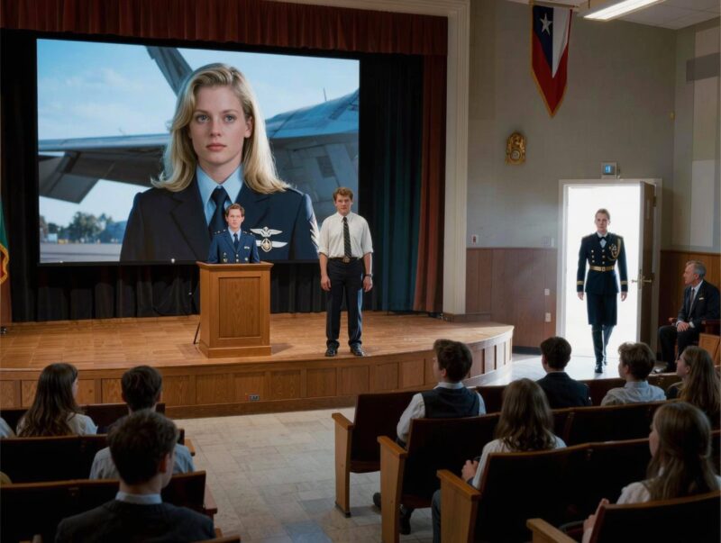 Mein Lehrer lachte, als ich sagte, dass meine Mutter eine F-22 flog – dann öffneten sich die Türen der Aula