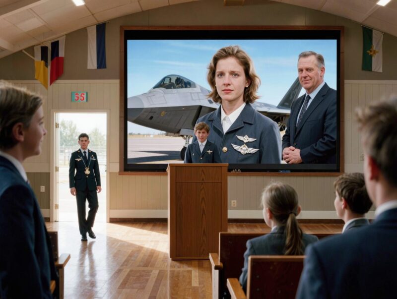 Mein Lehrer lachte, als ich sagte, dass meine Mutter eine F-22 flog – dann öffneten sich die Türen der Aula