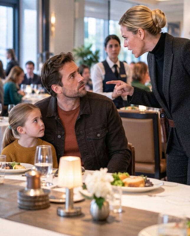 Ich schnitt gerade ganz ruhig das Hähnchen meiner Tochter klein, als die Restaurantleiterin plötzlich an unseren Tisch trat und höhnisch sagte: „Leute wie Sie gehören nicht in diesen Bereich.“