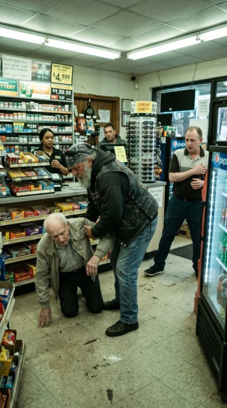 Er stieß den 80-jährigen Lehrer wegen 4 Dollar zu Boden … Doch er wusste nicht, dass hinter ihm sechs Biker standen, deren Leben dieser alte Mann für immer verändert hatte.