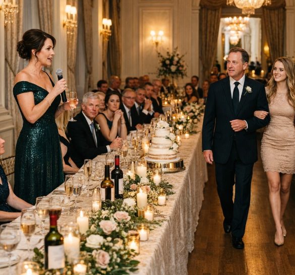 „Meine Ex-Schwiegermutter verspottete mich auf einer Hochzeit: ‚Niemand wollte die Reste von meinem Sohn.‘ Doch dann sagte meine vierjährige Tochter einen einzigen Satz – und ihr fiel das Glas aus der Hand.“